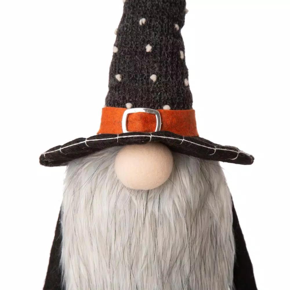 Glitzhome 28 in. Halloween Fabric Gnome Standing Decor with Posable Hat and Faux Fur Beard