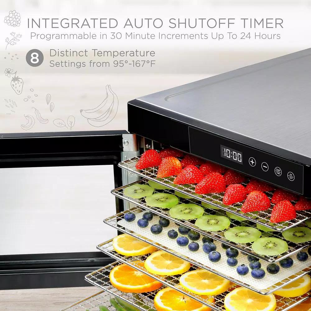 Ivation 10-Tray Stainless Steel Electric Food Dehydrator, 1000W with Digital Timer and Temperature Control
