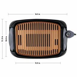 Ovente 1000W Portable Indoor Smokeless Grill, 13x10 inch Non-Stick Aluminum Grilling Plate, Copper thumbnail 9