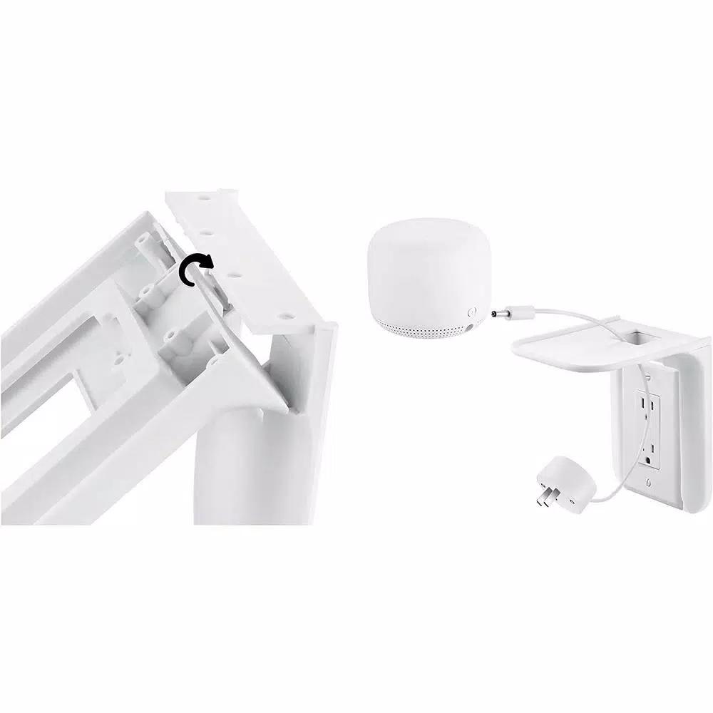 Wasserstein AC Outlet Mount for Google Nest WiFi, Nest Mini, and Nest Hub - Wall Outlet Shelf (2-Pack)