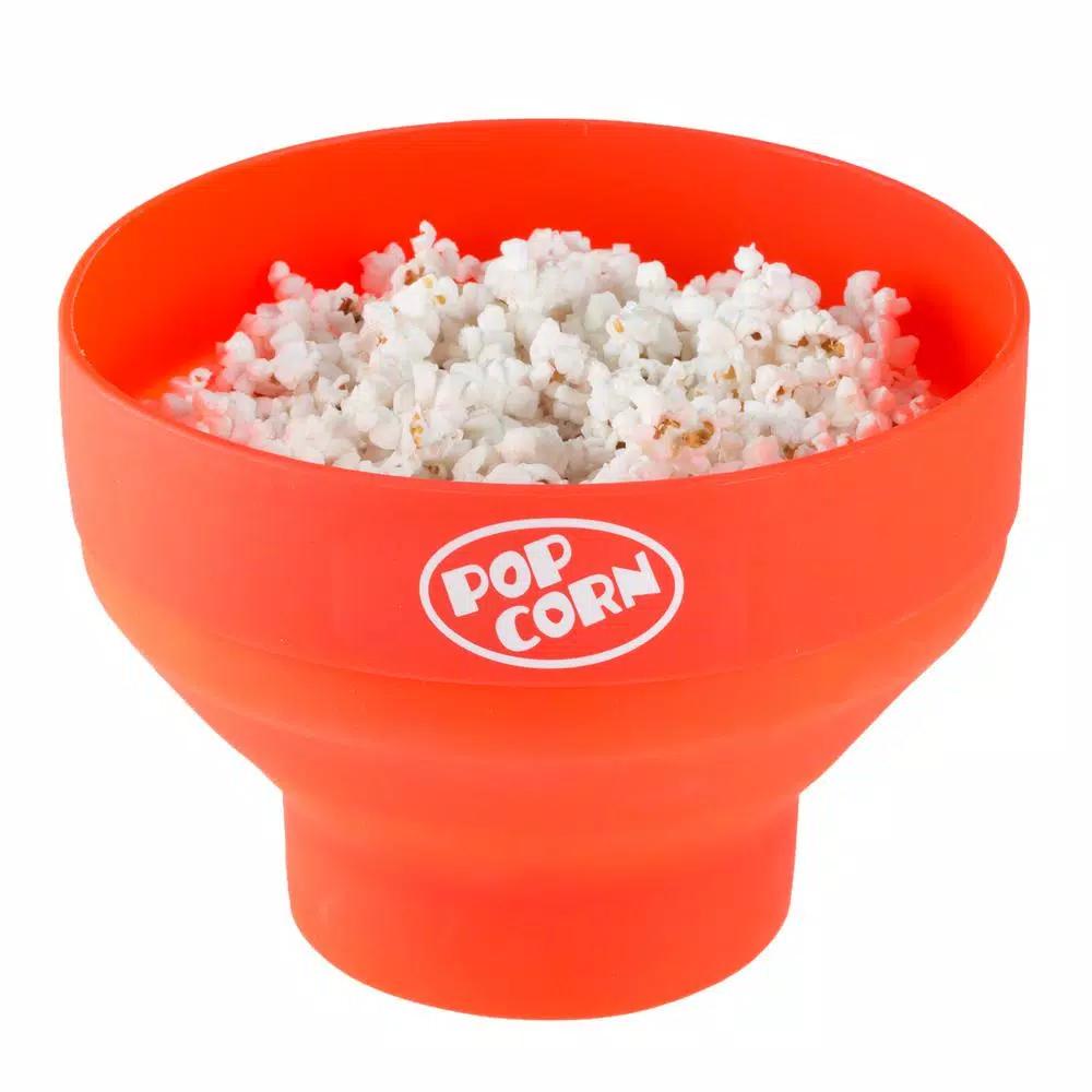 Chef Buddy Red Silicone Microwave Popcorn Popper Bowl, 80 oz Collapsible Design