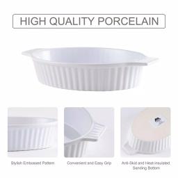 MALACASA 4-Piece White Oval Porcelain Bakeware Set, Ceramic Baking Dish Set for Oven and Microwave thumbnail 5