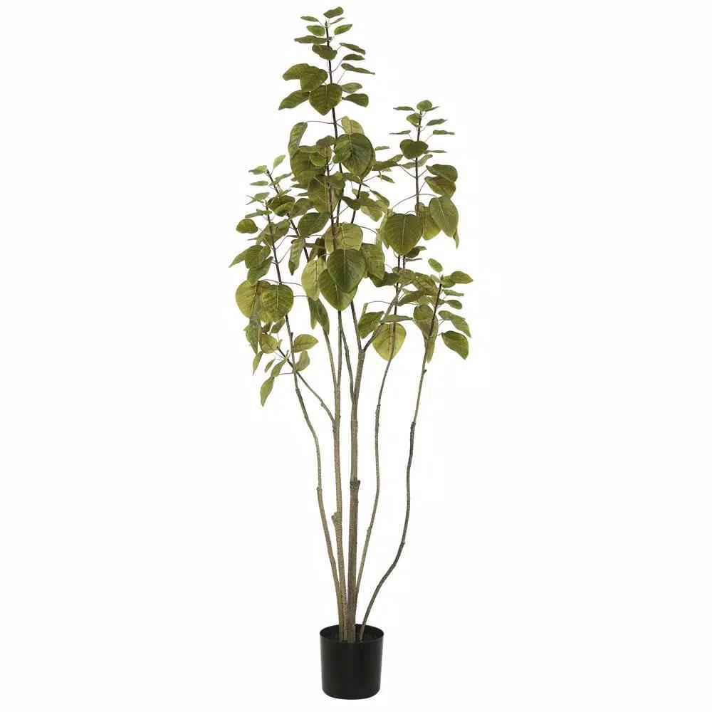 Vickerman 4 ft. Artificial Cotinus Coggygria Tree in Black Planter Pot