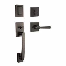 Baldwin Prestige Spyglass Single Cylinder Venetian Bronze Door Handleset with Square Lever thumbnail 1