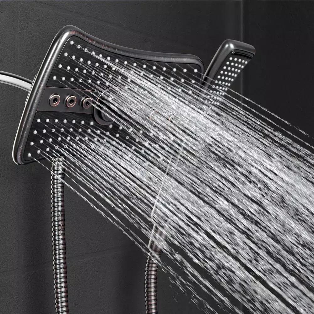 AKDY 9 in. Dual Shower Head and Handheld Wand Combo, 4 Spray Modes, Antique Bronze
