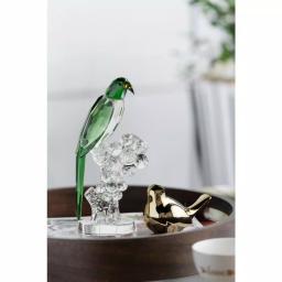 A & B Home Parrot Elegance Emerald Green Glass Parrot Sculpture with Cut Glass Base thumbnail 1