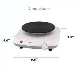 NutriChef White Electric Countertop Hot Plate Buffet Burner with Adjustable Temperature Control thumbnail 3