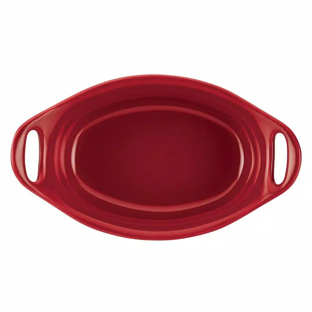 Rachael Ray 2-Piece Red Ceramic Oval Au Gratin Set, 12 oz.