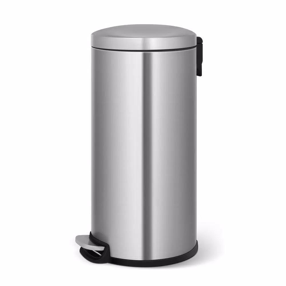 Innovaze Stainless Steel Round Step-on Trash Can Set, 8 Gal/30L and 1.3 Gal/5L, Fingerprint Resistant