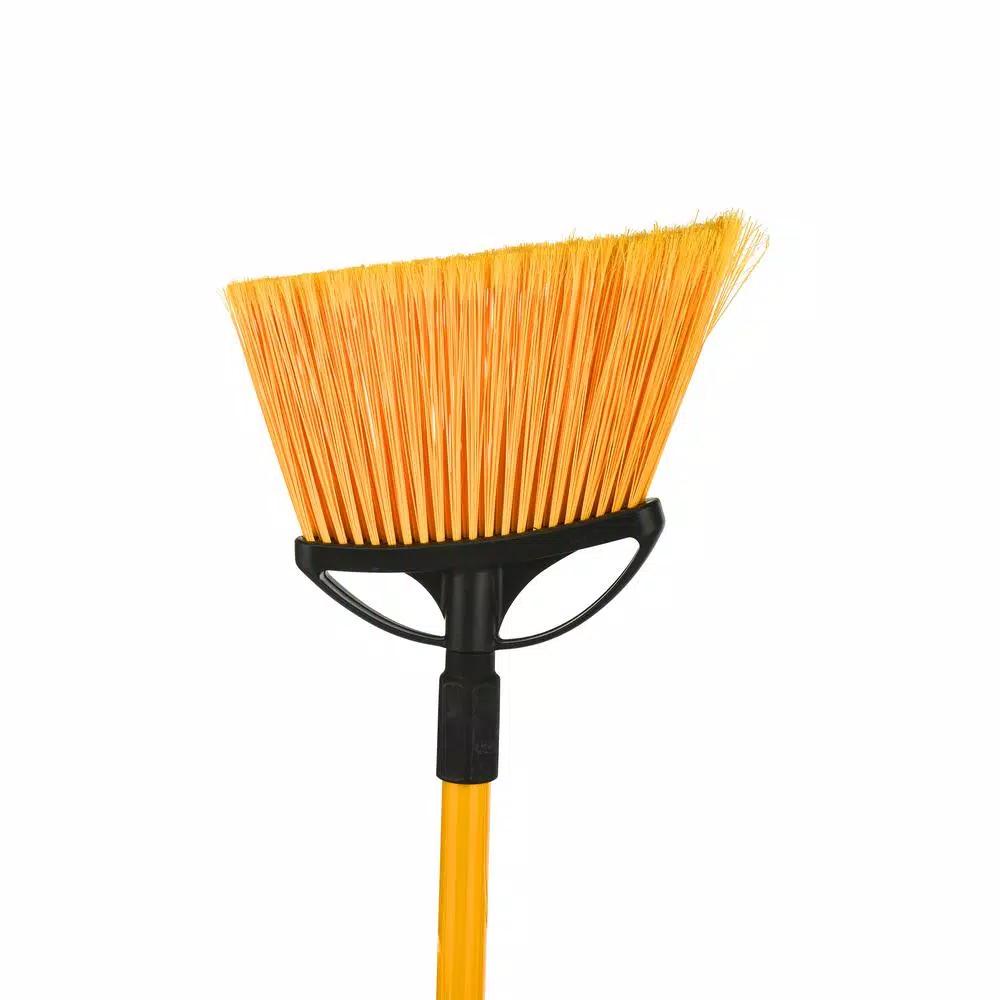 Alpine Industries 10 in. Angle Broom with Unbreakable Fiberglass Handle, Yellow