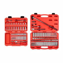 TEKTON 129-Piece Mechanics Socket Set, 1/4 in. and 3/8 in. Drive, Metric and SAE thumbnail 1