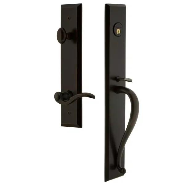 Grandeur Fifth Avenue Timeless Bronze 1-Piece Door Handleset with S Grip and Bellagio Lever