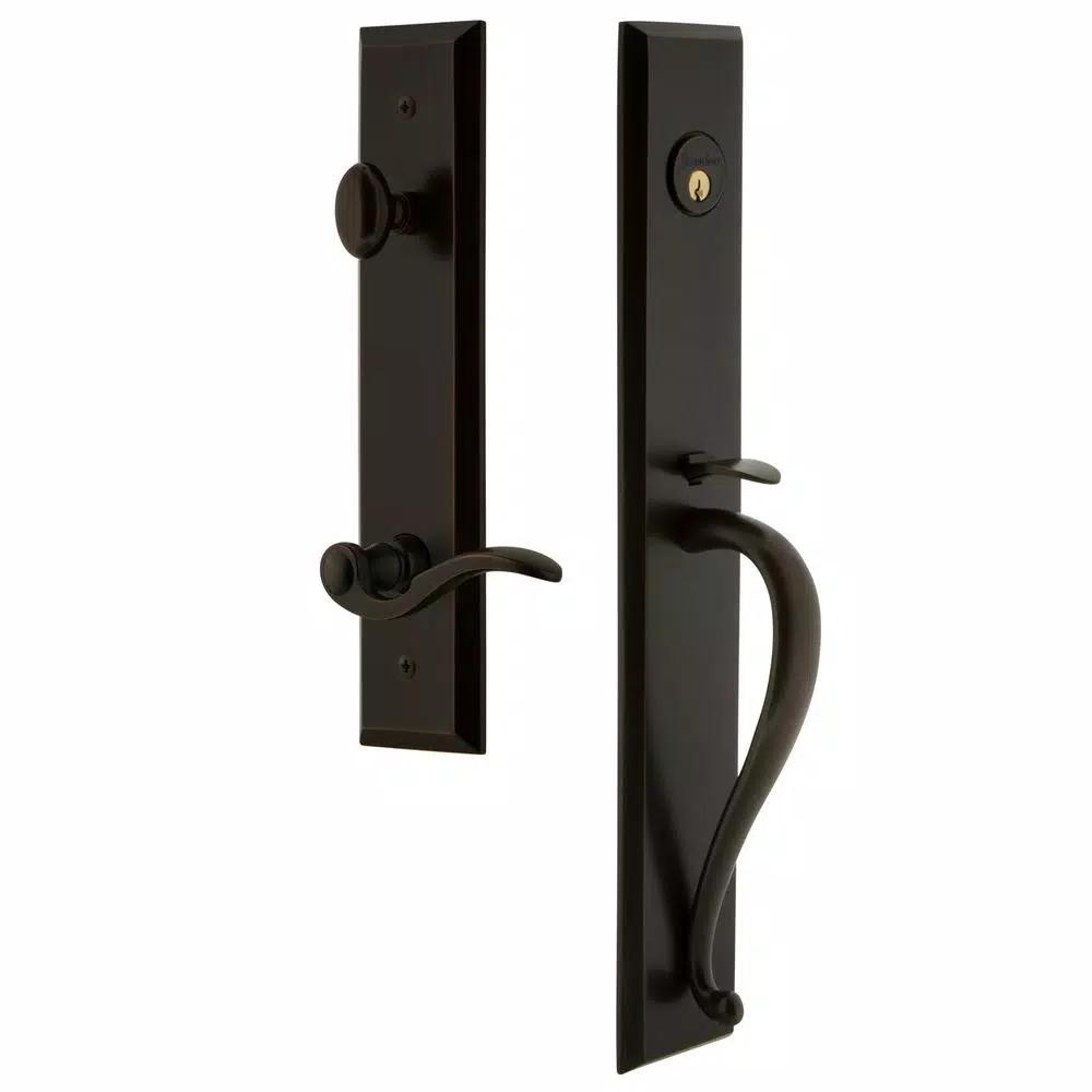 Grandeur Fifth Avenue Timeless Bronze 1-Piece Door Handleset with S Grip and Bellagio Lever