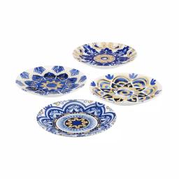 Home Decorators Collection Lisbon 4-Piece Twilight Blue and Mustard Yellow Salad Plate Set thumbnail 1