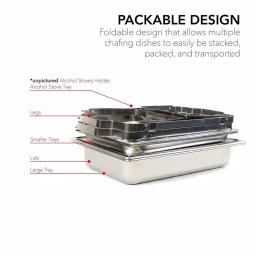 Alpha Living 8 Qt. Stainless Steel Chafing Dish Set of 2, Foldable Frame Buffet Server thumbnail 5