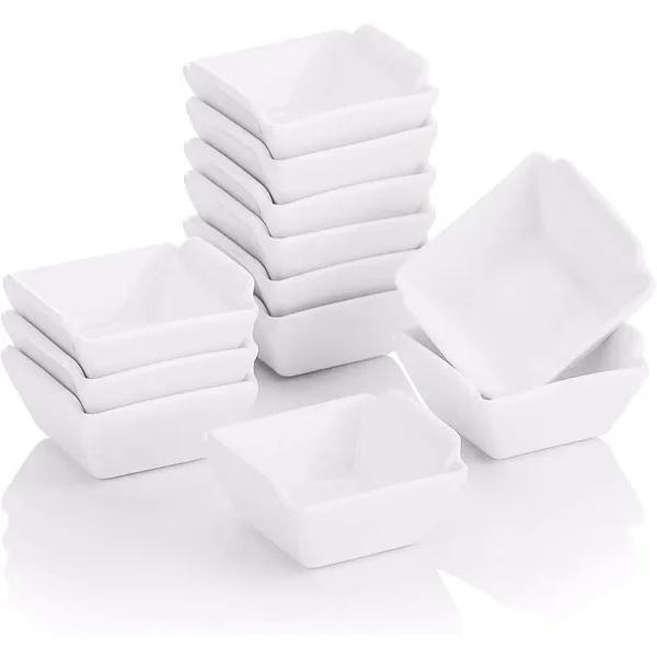 MALACASA 2.5 in. White Porcelain Ramekins Set of 12, Ceramic Souffle Dishes and Serving Bowls