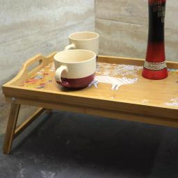 Urban Market Life On The Farm Bamboo Bed Tray with Foldable Legs and Floral Pig Design thumbnail 3