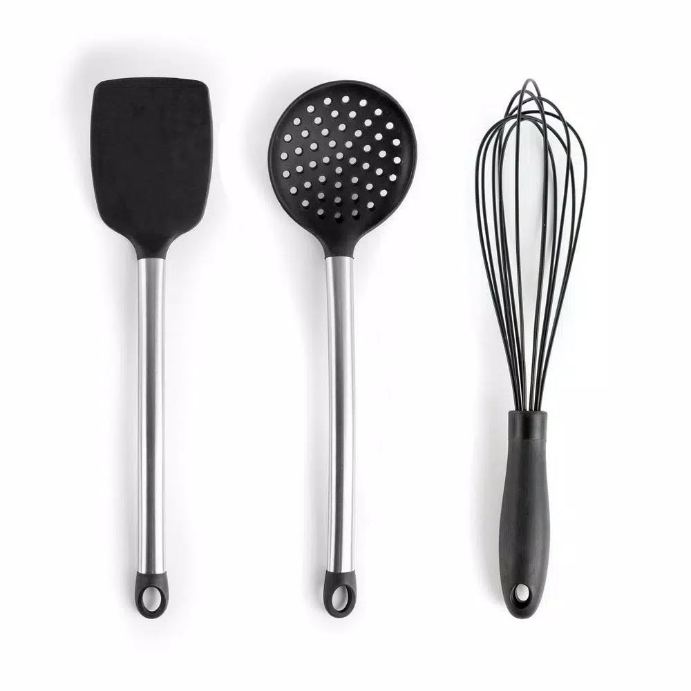 MegaChef 14-Piece Gray Silicone and Stainless Steel Kitchen Utensil Set