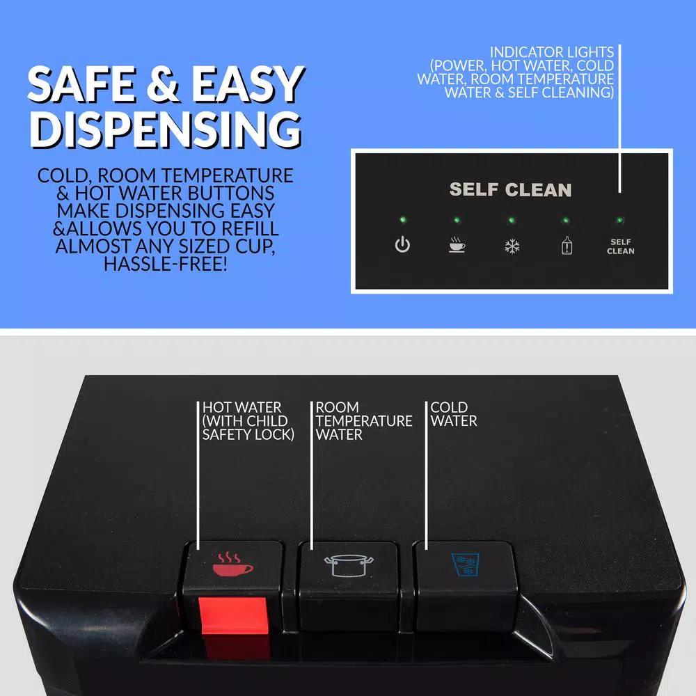 Igloo Bottom Loading Water Dispenser with Hot, Cold, and Room Temperature Functions - Black