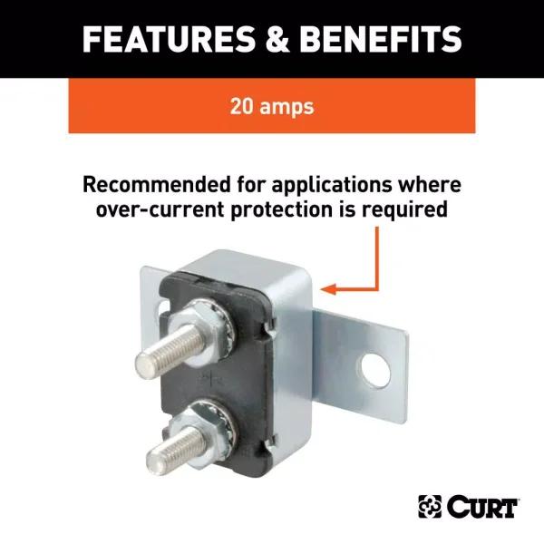 CURT 20-Amp Universal Circuit Breaker for Over-Current Protection