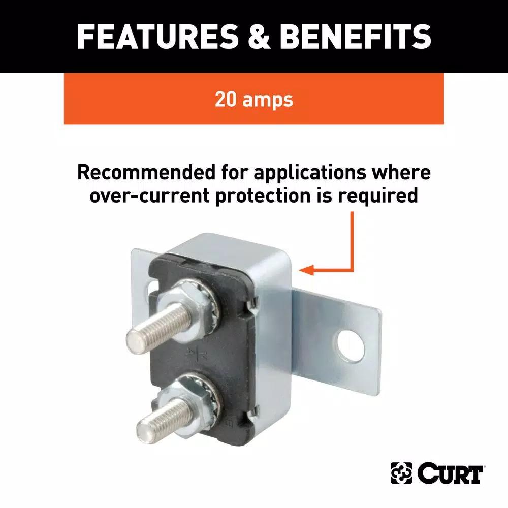 CURT 20-Amp Universal Circuit Breaker for Over-Current Protection