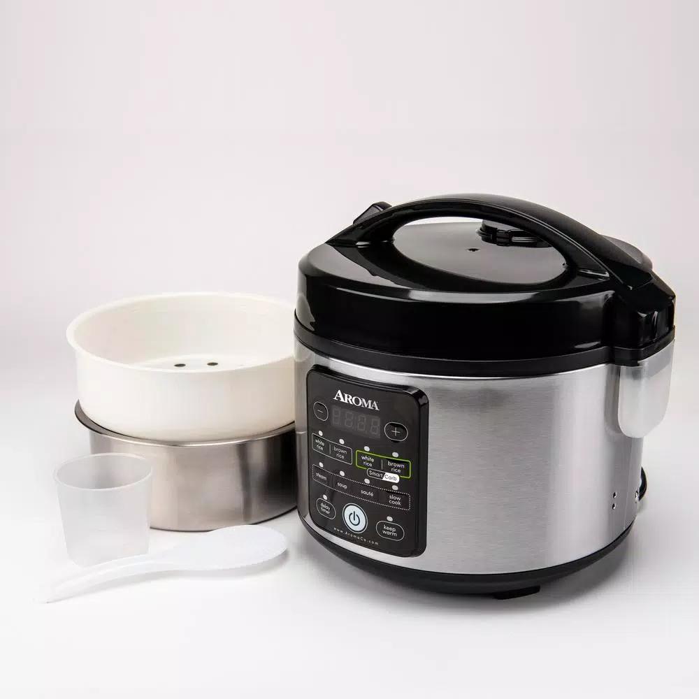 Aroma 12-Cup Smart Carb Rice Cooker and Multicooker, Stainless Steel