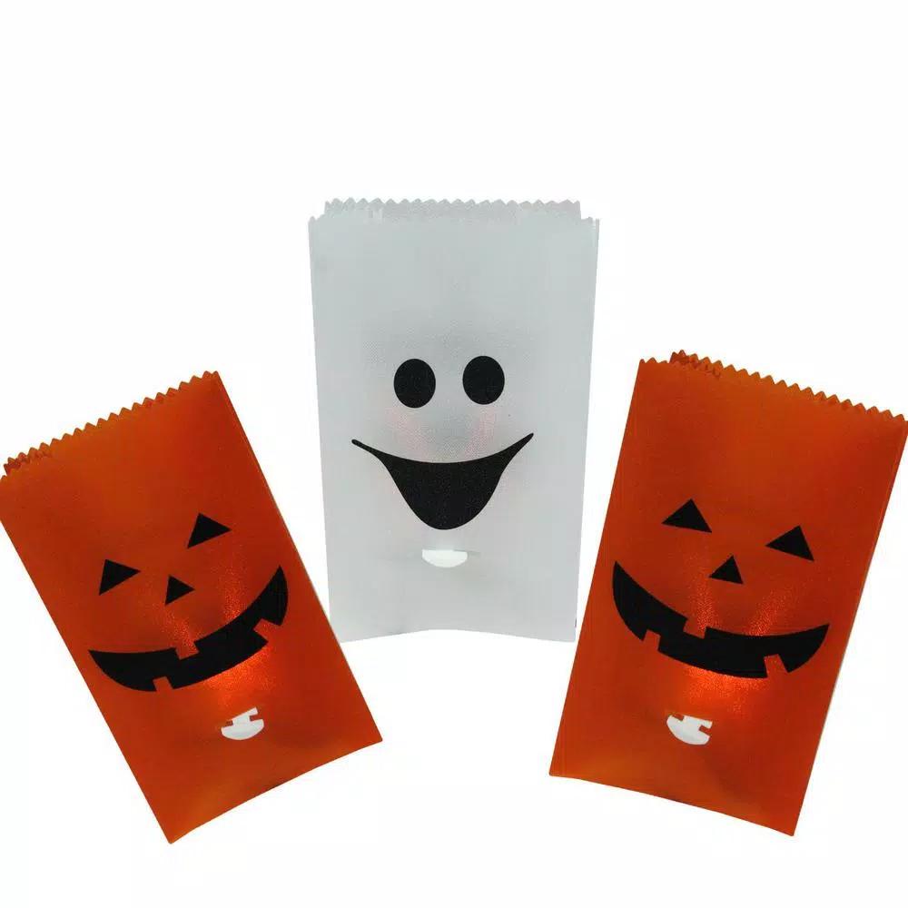Northlight Halloween Pumpkin and Ghost Flickering Light Luminary Pathway Markers, Set of 3