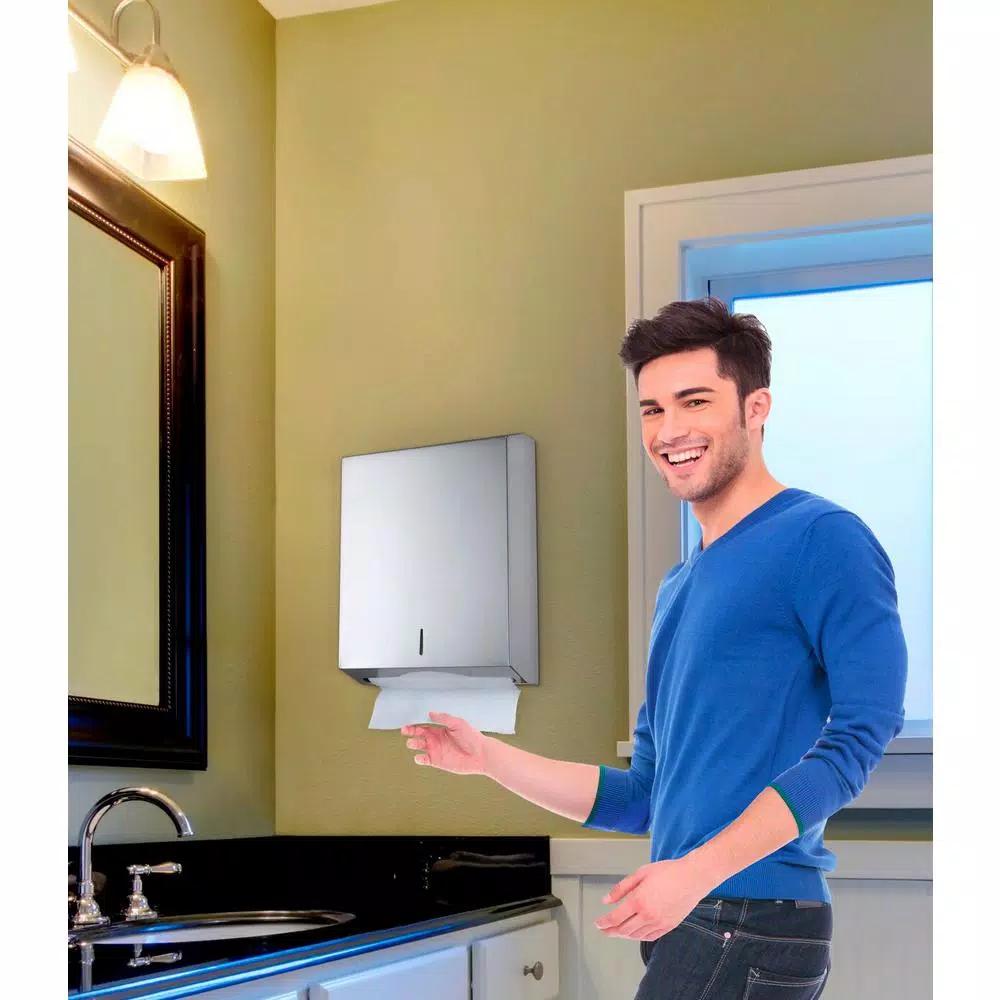 Alpine Industries Brushed Stainless Steel C-Fold and Multi-Fold Paper Towel Dispenser