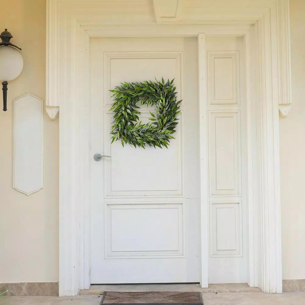 Pure Garden 22 in. Square Artificial Ficus Microphylla Leaf Wreath, Green