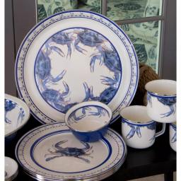 Golden Rabbit Blue Crab Enamelware 10.5 in. Round Dinner Plate Set of 4 thumbnail 6