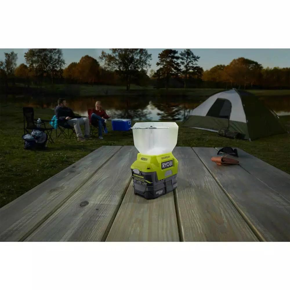 RYOBI 18V ONE+ Cordless LED Area Light Kit with EVERCHARGE Wall Mount Adaptor, 2.0 Ah Battery & Charger