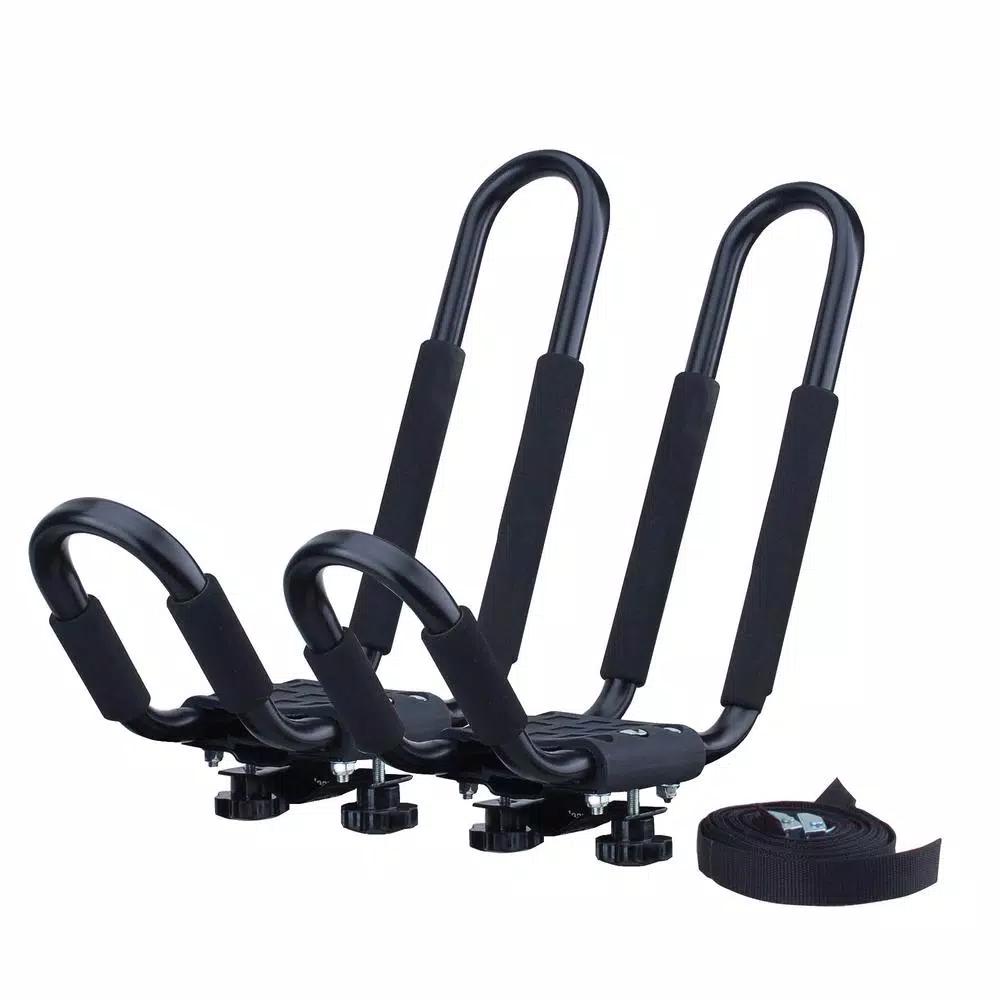 Max Load Heavy Duty Roof Mounted Single Kayak Carrier with Wide J-Bars, 70 lbs Capacity