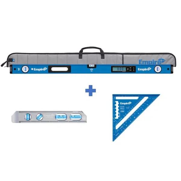 Empire True Blue 48 in. Digital Box Level Kit with 8 in. Magnetic Torpedo Level and 7 in. Rafter Square