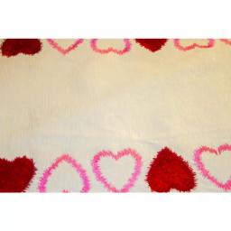 Lintex Linen Radiant Heart Cotton and Poly Table Runner, Cream with Multi-Colored Hearts thumbnail 2