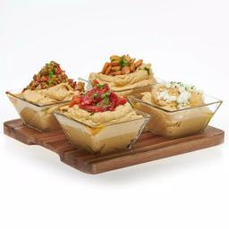 Libbey Acaciawood 5-Piece Antipasto Serving Set with 4 Glass Bowls and Wood Board thumbnail 4