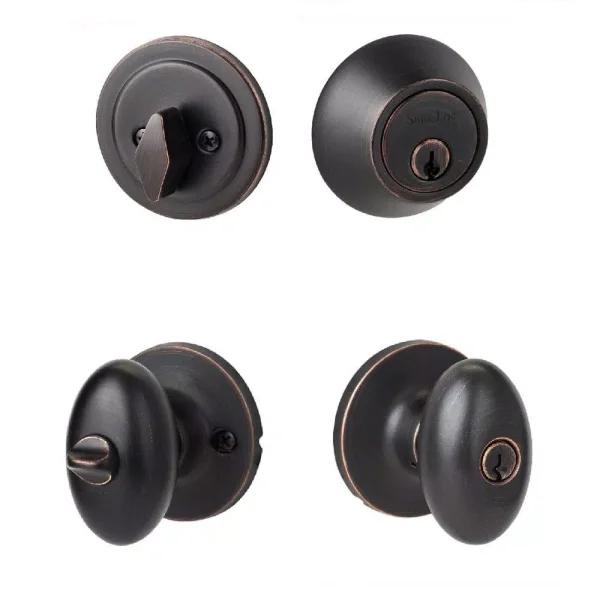 Sure-Loc Hardware Arapaho Vintage Bronze Egg Shaped Keyed Entry Knob and Deadbolt Combo Set