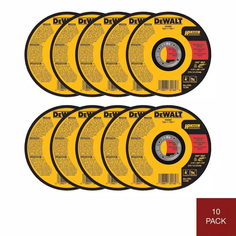 DEWALT 4-1/2 in. Metal & Stainless Cutting Wheel (10-Pack) and 14-Piece Black Oxide Drill Bit Set