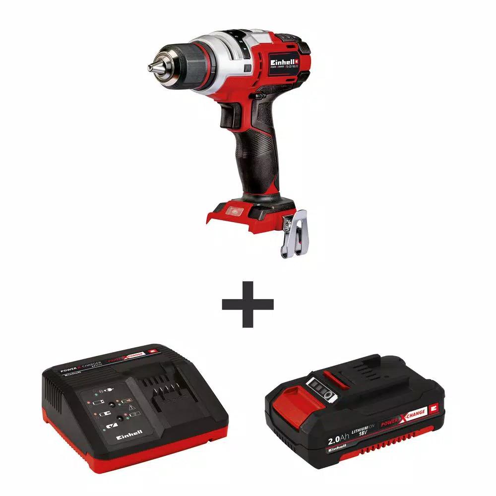 Einhell PXC 18V Cordless Drill Driver Kit with 2.0 Ah Battery, Fast Charger, and 1/2 in. Keyless Chuck