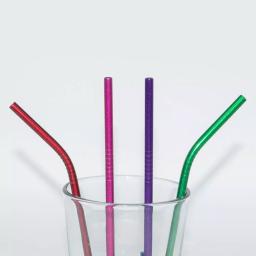 ExcelSteel 10 Pc Reusable Powder Coated Stainless Steel Straw Set with Cleaning Brushes - Colorful Multi-Color thumbnail 4