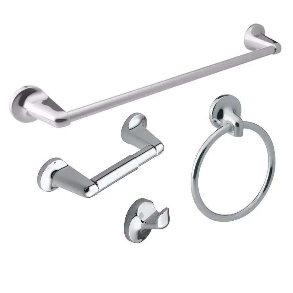 Design House Alta Bay 4-Piece Bathroom Hardware Accessory Kit, Polished Chrome