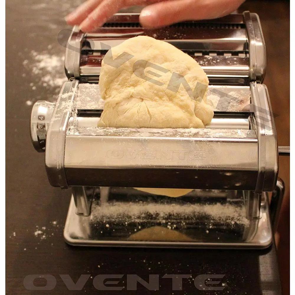 Ovente 150mm Stainless Steel Manual Pasta Maker with 7 Thickness Settings and 3 Premium Attachments