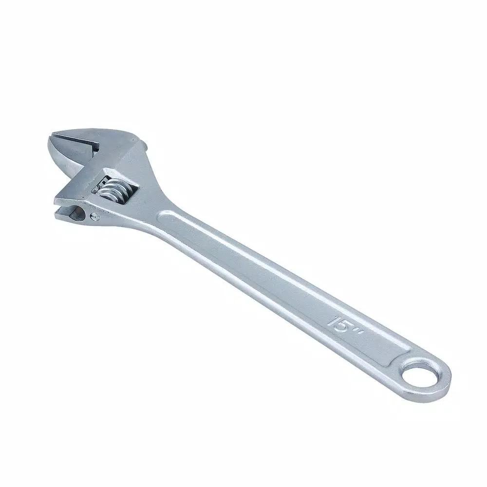 Steel Core 15 in. Jumbo Adjustable Wrench, Drop Forged Heat Treated Carbon Steel