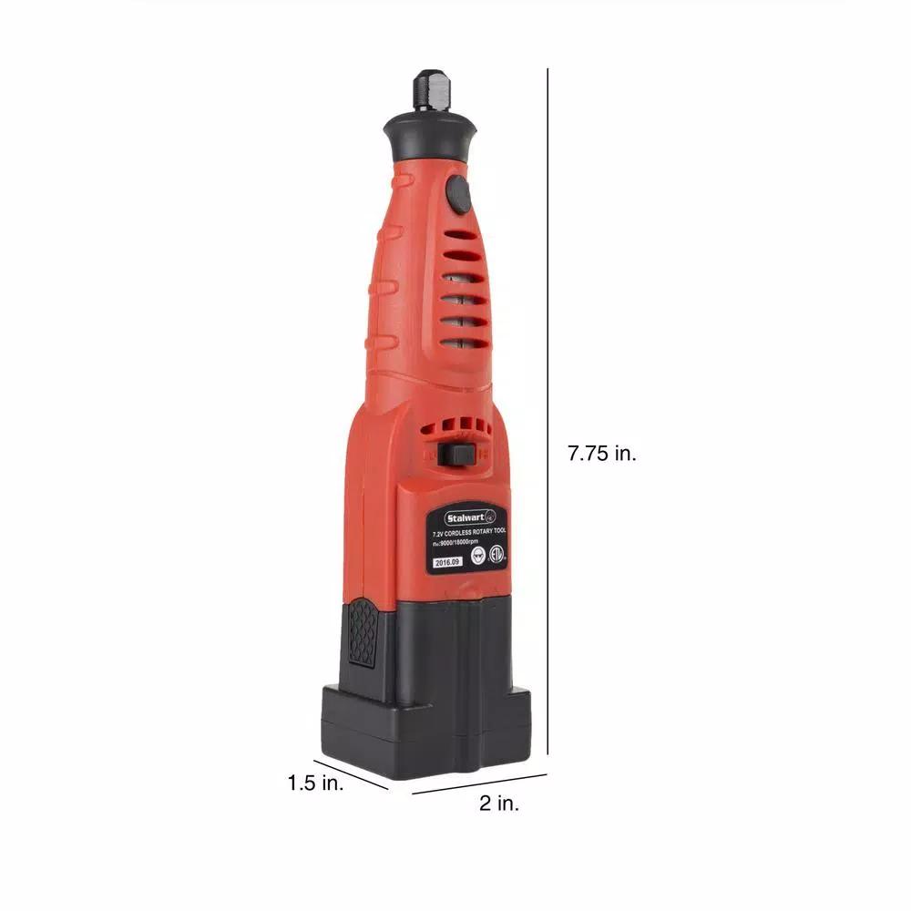 Stalwart 7.2V Cordless Rotary Tool Grinder Kit with 35,000 RPM Variable Speed & Accessories
