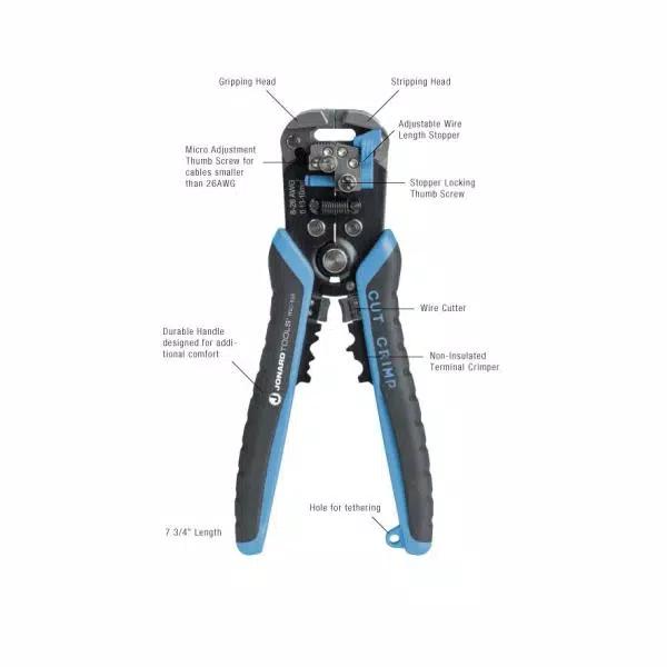 Jonard Tools WSC-826 3-in-1 Wire Stripper, Crimper, and Cutter (8-26 AWG)