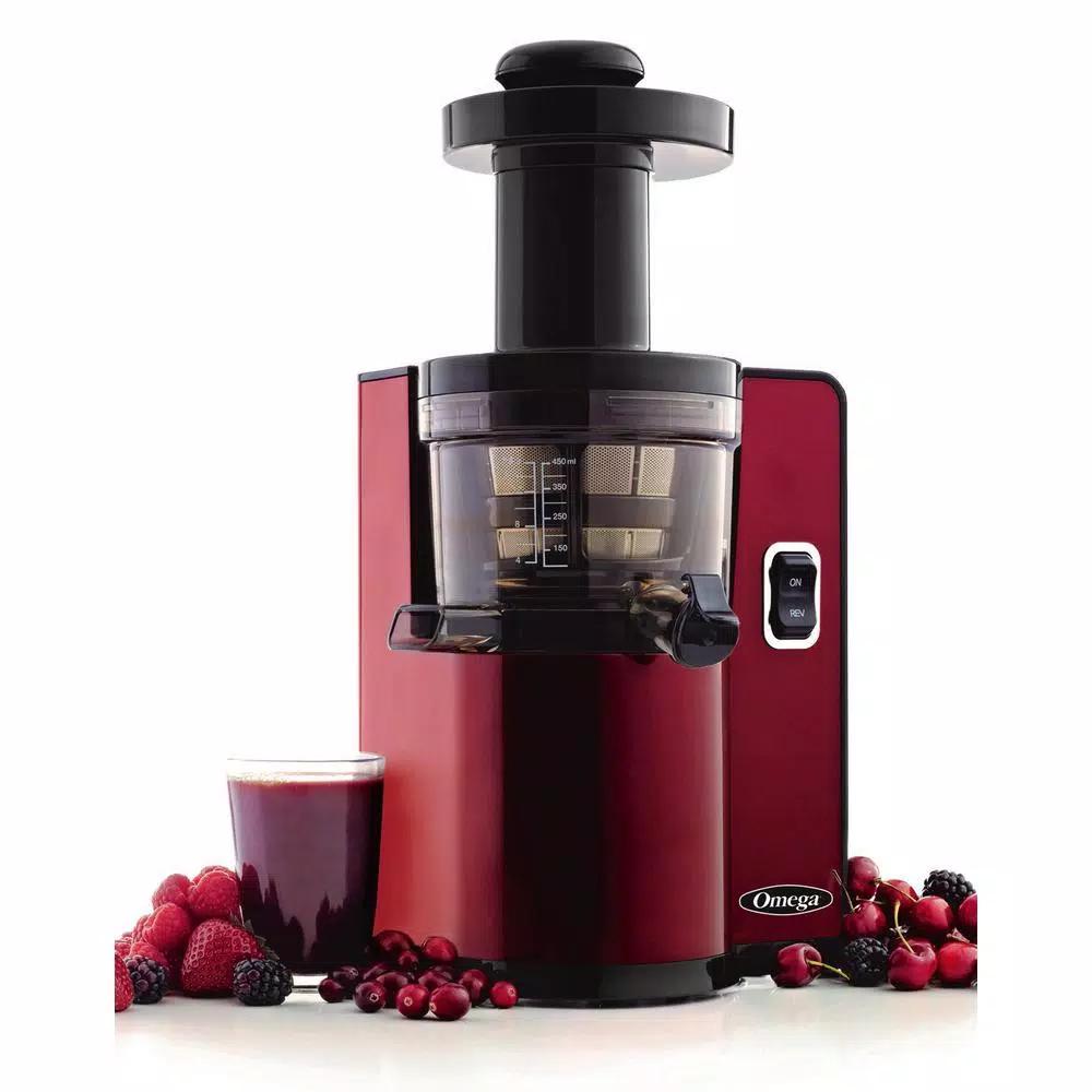 Omega Vertical Slow Speed Masticating Juicer, 150W, Red