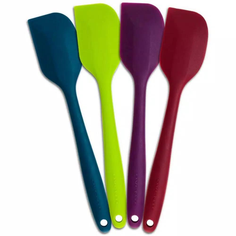 OVENTE Premium Silicone Spatula Set, 4-Piece Heat-Resistant Non-Stick Spatulas with Stainless Steel Core