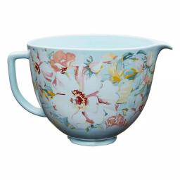 KitchenAid 5 Qt. White Gardenia Patterned Titanium-Reinforced Ceramic Mixing Bowl thumbnail 1