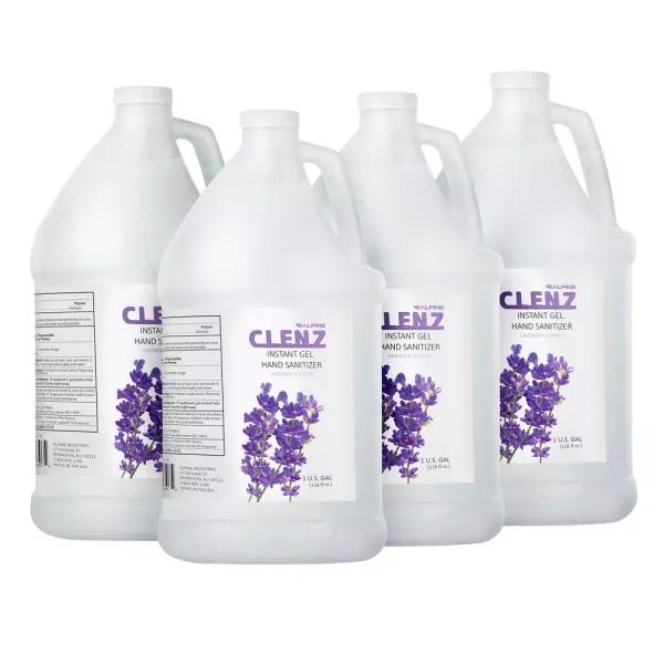 Alpine Industries Clenz Instant Gel Hand Sanitizer, Lavender Scent, 1 Gallon (4-Pack)