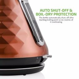 Ovente Cleo Collection 1.7L Copper Electric Kettle, 1500W Stainless Steel Tea Kettle with Auto Shut-Off thumbnail 8