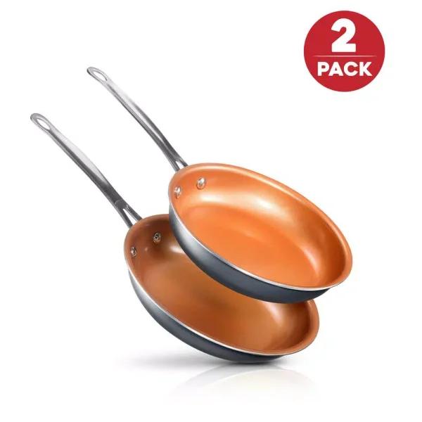 Gotham Steel 2-Piece Ti-Cerama Nonstick Aluminum Frying Pan Set, 8.5 in. and 9.5 in.